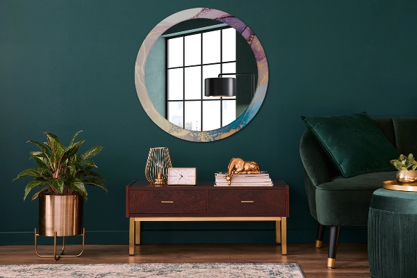 Lustro ścienne dekoracyjne okrągłe Marmurowy kamień