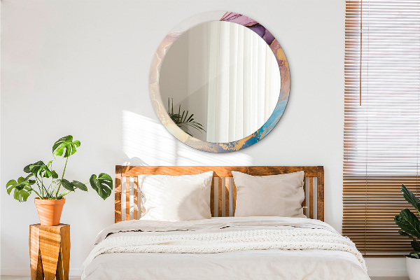 Lustro ścienne dekoracyjne okrągłe Marmurowy kamień