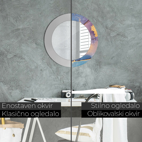 Lustro ścienne dekoracyjne okrągłe Marmurowy kamień