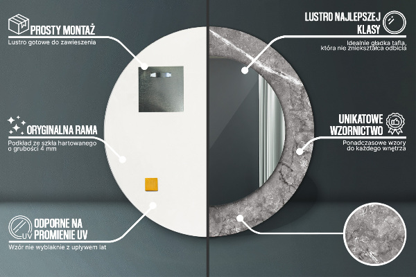 Lustro ścienne dekoracyjne okrągłe Rustykalny marmur