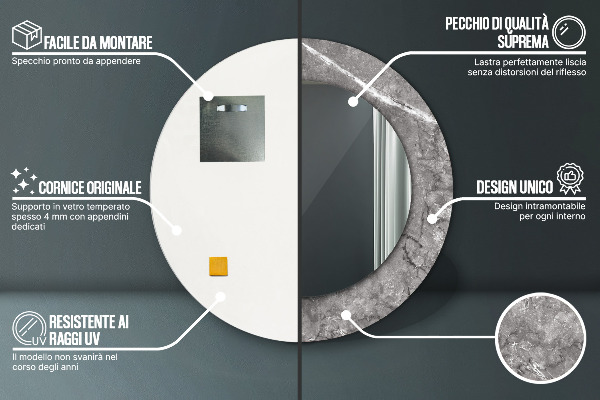 Lustro ścienne dekoracyjne okrągłe Rustykalny marmur