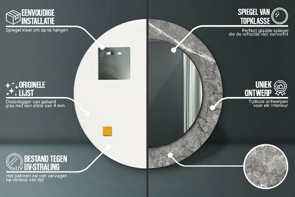 Lustro ścienne dekoracyjne okrągłe Rustykalny marmur