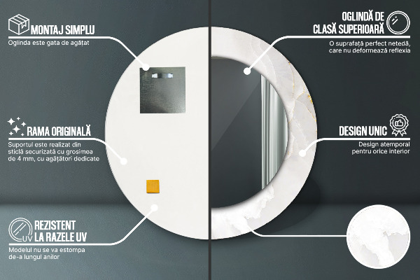 Lustro ścienne dekoracyjne okrągłe Błyszczący marmur