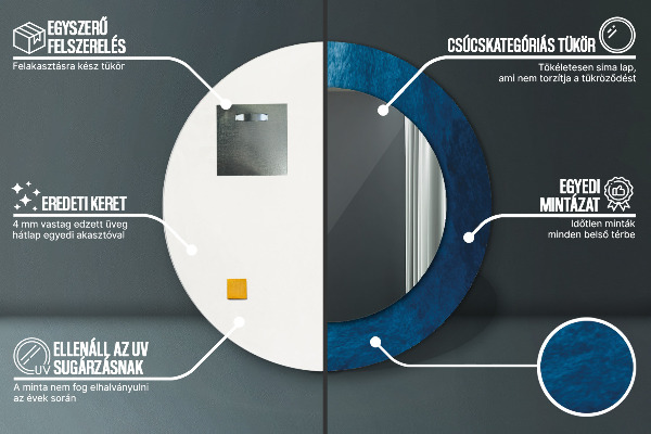 Lustro z drukowaną ramką okrągłe Abstrakcyjna sztuka