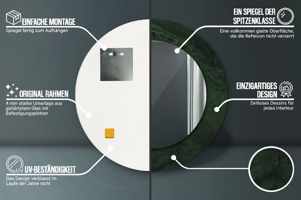 Lustro ścienne dekoracyjne okrągłe Zielony marmur