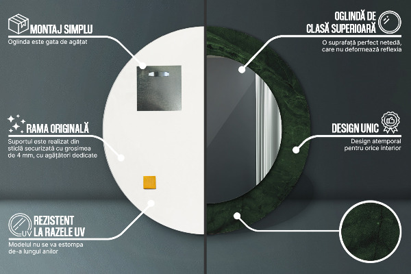 Lustro ścienne dekoracyjne okrągłe Zielony marmur