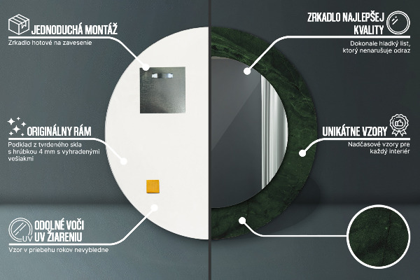 Lustro ścienne dekoracyjne okrągłe Zielony marmur