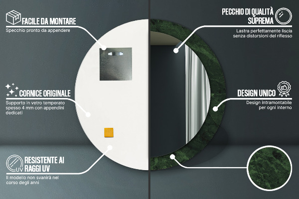 Lustro ścienne dekoracyjne okrągłe Zielony marmur