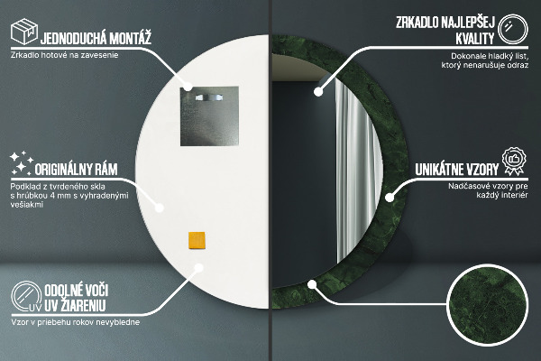 Lustro ścienne dekoracyjne okrągłe Zielony marmur