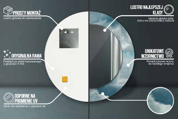 Lustro ścienne dekoracyjne okrągłe Niebieski marmur onyksowy