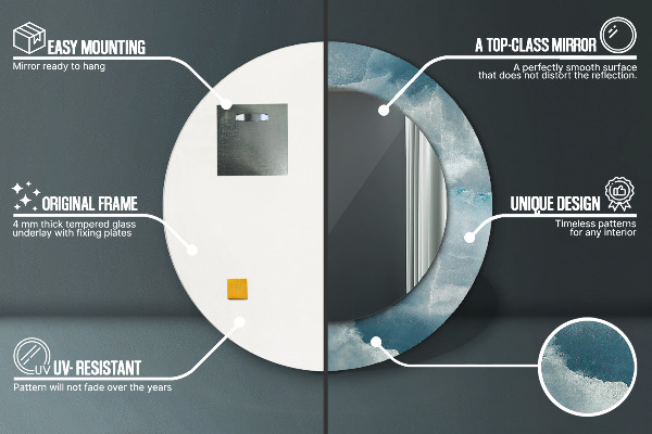 Lustro ścienne dekoracyjne okrągłe Niebieski marmur onyksowy