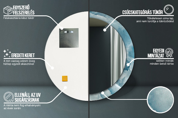 Lustro ścienne dekoracyjne okrągłe Niebieski marmur onyksowy