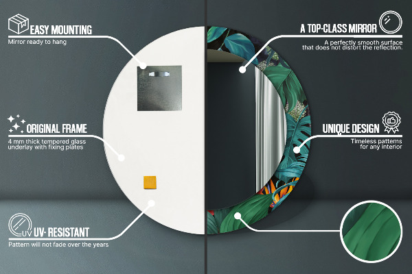 Lustro ścienne dekoracyjne okrągłe Las w dżungli