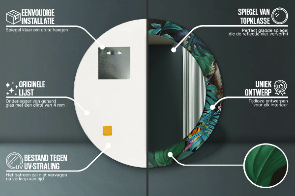 Lustro ścienne dekoracyjne okrągłe Las w dżungli