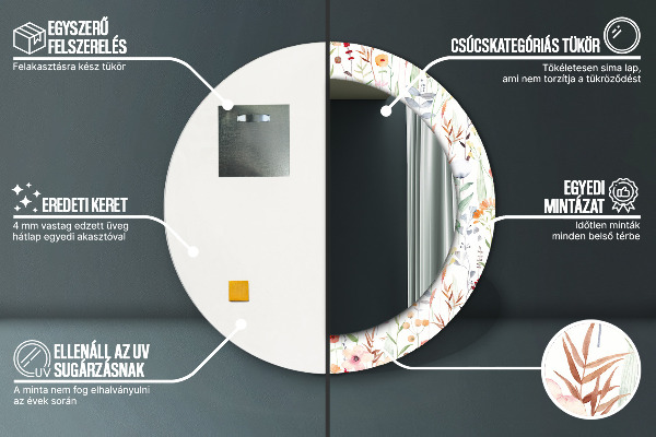 Lustro ścienne dekoracyjne okrągłe Dzikie kwiaty