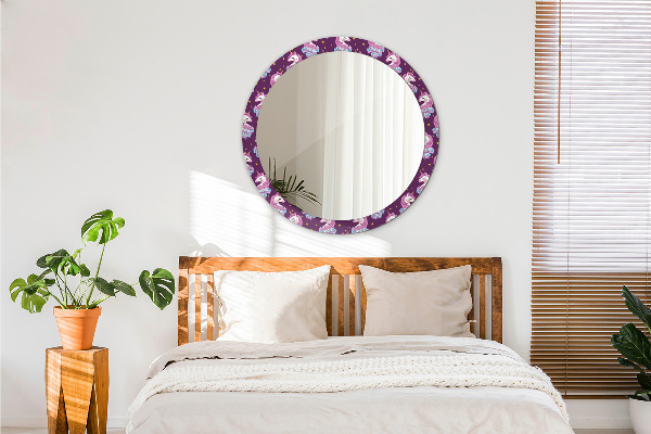 Lustro z drukowaną ramką okrągłe Gwiazdy jednorożca