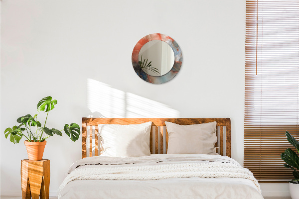 Lustro z drukowaną ramką okrągłe Onyksowe marmury