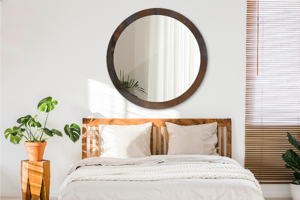 Lustro z drukowaną ramką okrągłe Metaliczny rustykalny