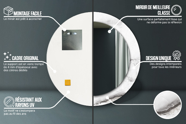 Lustro ścienne dekoracyjne okrągłe Biały marmur