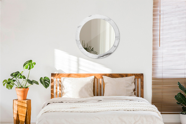 Lustro ścienne dekoracyjne okrągłe Biały marmur