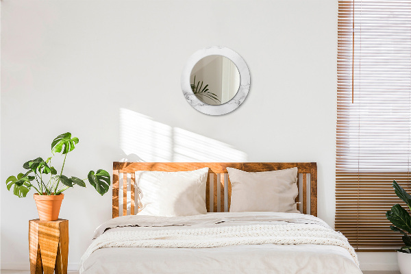 Lustro ścienne dekoracyjne okrągłe Biały marmur