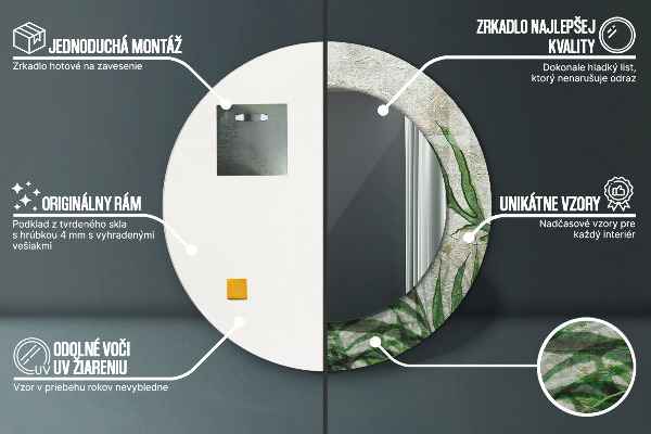 Lustro ścienne dekoracyjne okrągłe Liście paproci