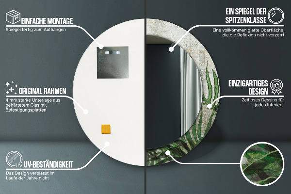 Lustro ścienne dekoracyjne okrągłe Liście paproci