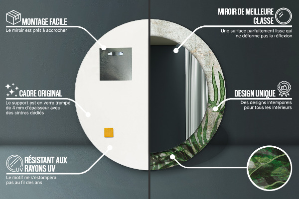 Lustro ścienne dekoracyjne okrągłe Liście paproci