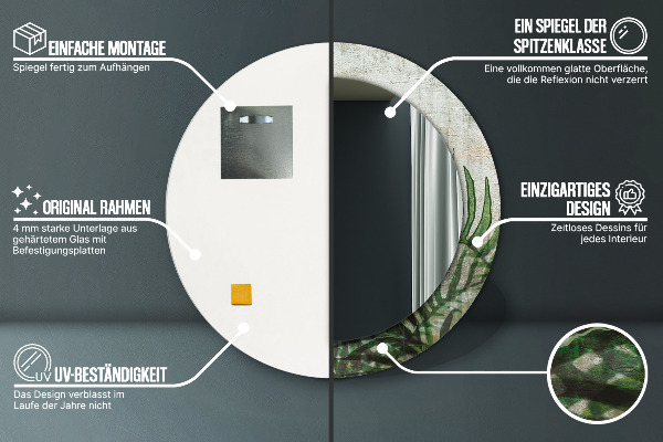 Lustro ścienne dekoracyjne okrągłe Liście paproci