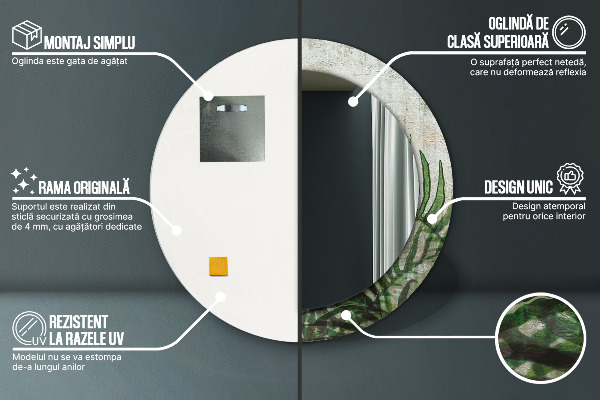 Lustro ścienne dekoracyjne okrągłe Liście paproci