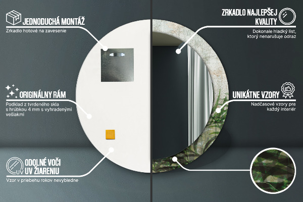 Lustro ścienne dekoracyjne okrągłe Liście paproci