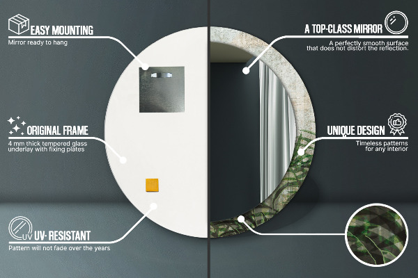 Lustro ścienne dekoracyjne okrągłe Liście paproci