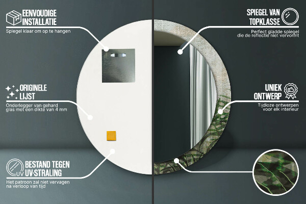 Lustro ścienne dekoracyjne okrągłe Liście paproci