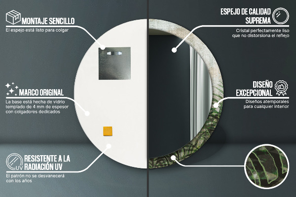 Lustro ścienne dekoracyjne okrągłe Liście paproci