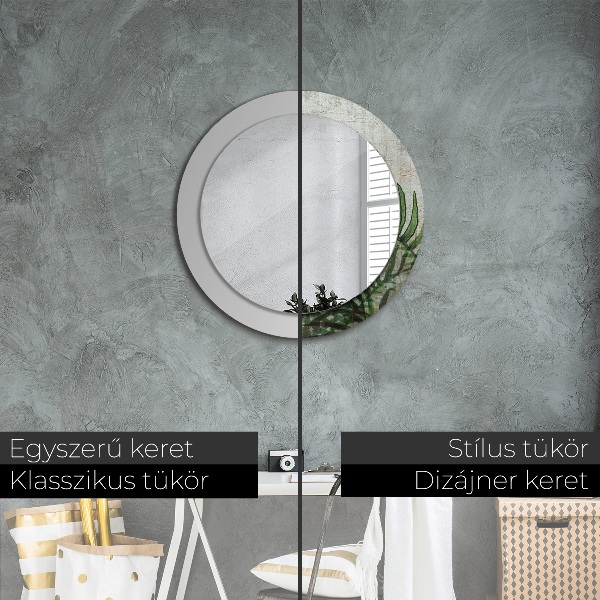 Lustro ścienne dekoracyjne okrągłe Liście paproci