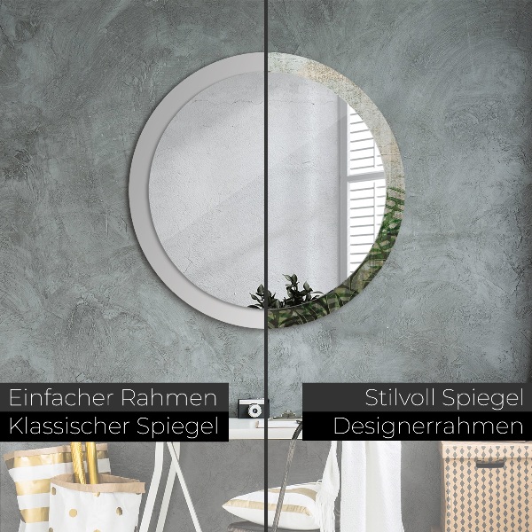 Lustro ścienne dekoracyjne okrągłe Liście paproci