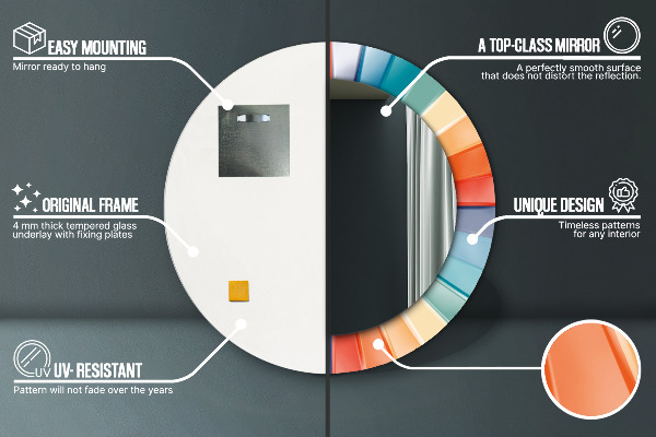 Lustro ścienne dekoracyjne okrągłe Promieniste koncentryczne pasy