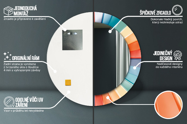 Lustro ścienne dekoracyjne okrągłe Promieniste koncentryczne pasy