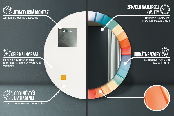 Lustro ścienne dekoracyjne okrągłe Promieniste koncentryczne pasy