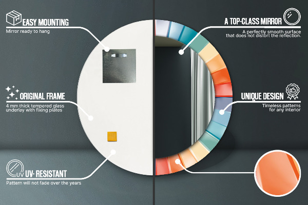 Lustro ścienne dekoracyjne okrągłe Promieniste koncentryczne pasy