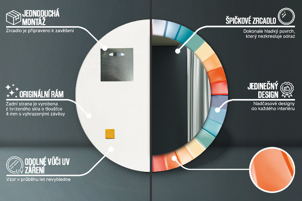 Lustro ścienne dekoracyjne okrągłe Promieniste koncentryczne pasy