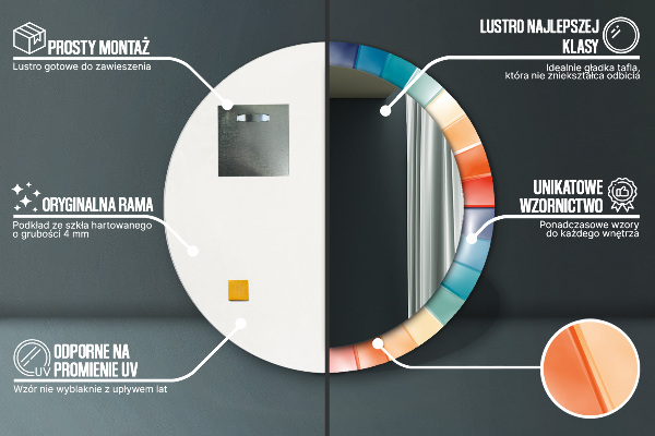 Lustro ścienne dekoracyjne okrągłe Promieniste koncentryczne pasy