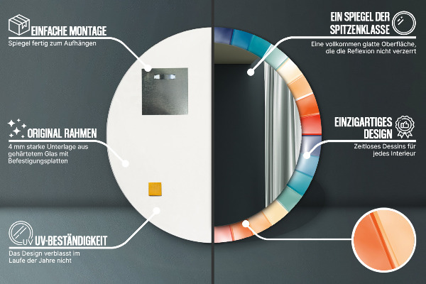 Lustro ścienne dekoracyjne okrągłe Promieniste koncentryczne pasy