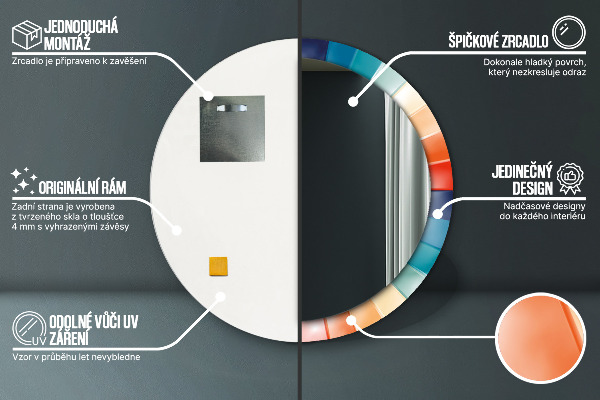 Lustro ścienne dekoracyjne okrągłe Promieniste koncentryczne pasy