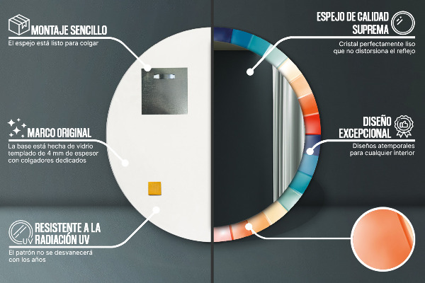 Lustro ścienne dekoracyjne okrągłe Promieniste koncentryczne pasy