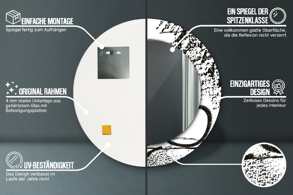 Lustro ścienne dekoracyjne okrągłe Wzór graffiti