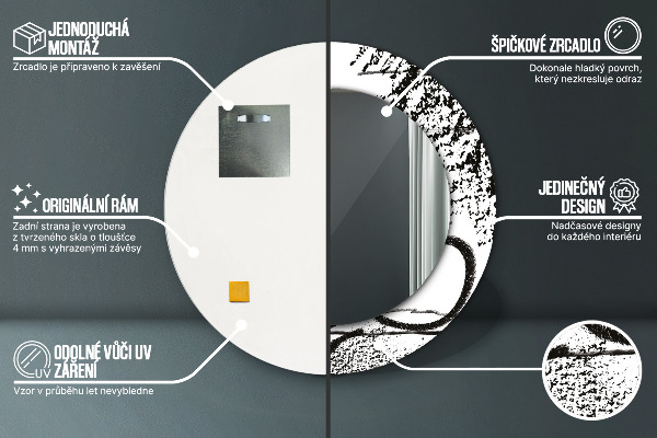 Lustro ścienne dekoracyjne okrągłe Wzór graffiti