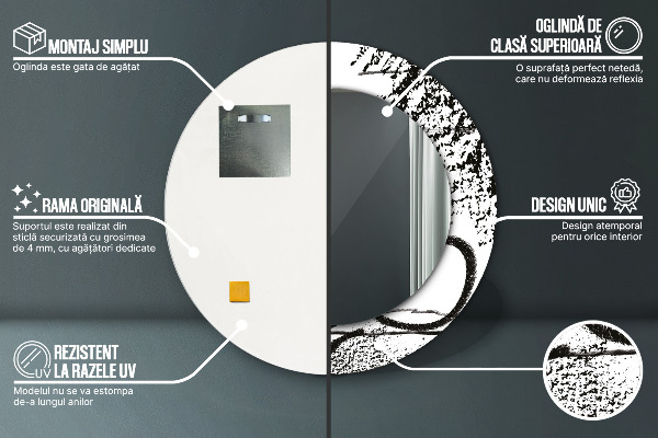 Lustro ścienne dekoracyjne okrągłe Wzór graffiti