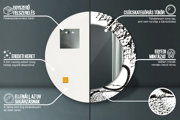 Lustro ścienne dekoracyjne okrągłe Wzór graffiti