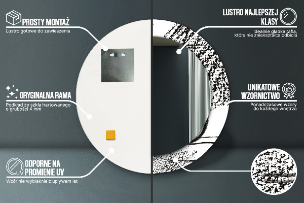 Lustro ścienne dekoracyjne okrągłe Wzór graffiti